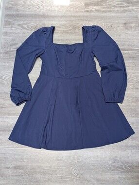 FIT + FLARE | square neck puff bell sleeves mini dress